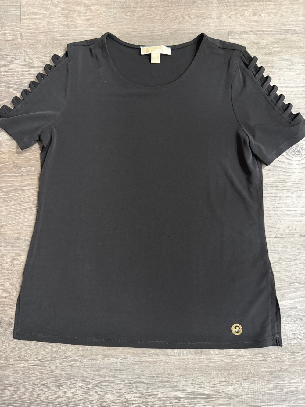 Michael Kors Black Short Sleeve Ladder-Shoulder Tee
